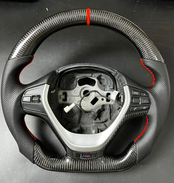 BMW FLAT-BOTTOM CARBON FIBER STEERING WHEEL NON-SPORT AIRBAG | F30 F32 F34 F36 328i 330i 335i 428i 430i 435i